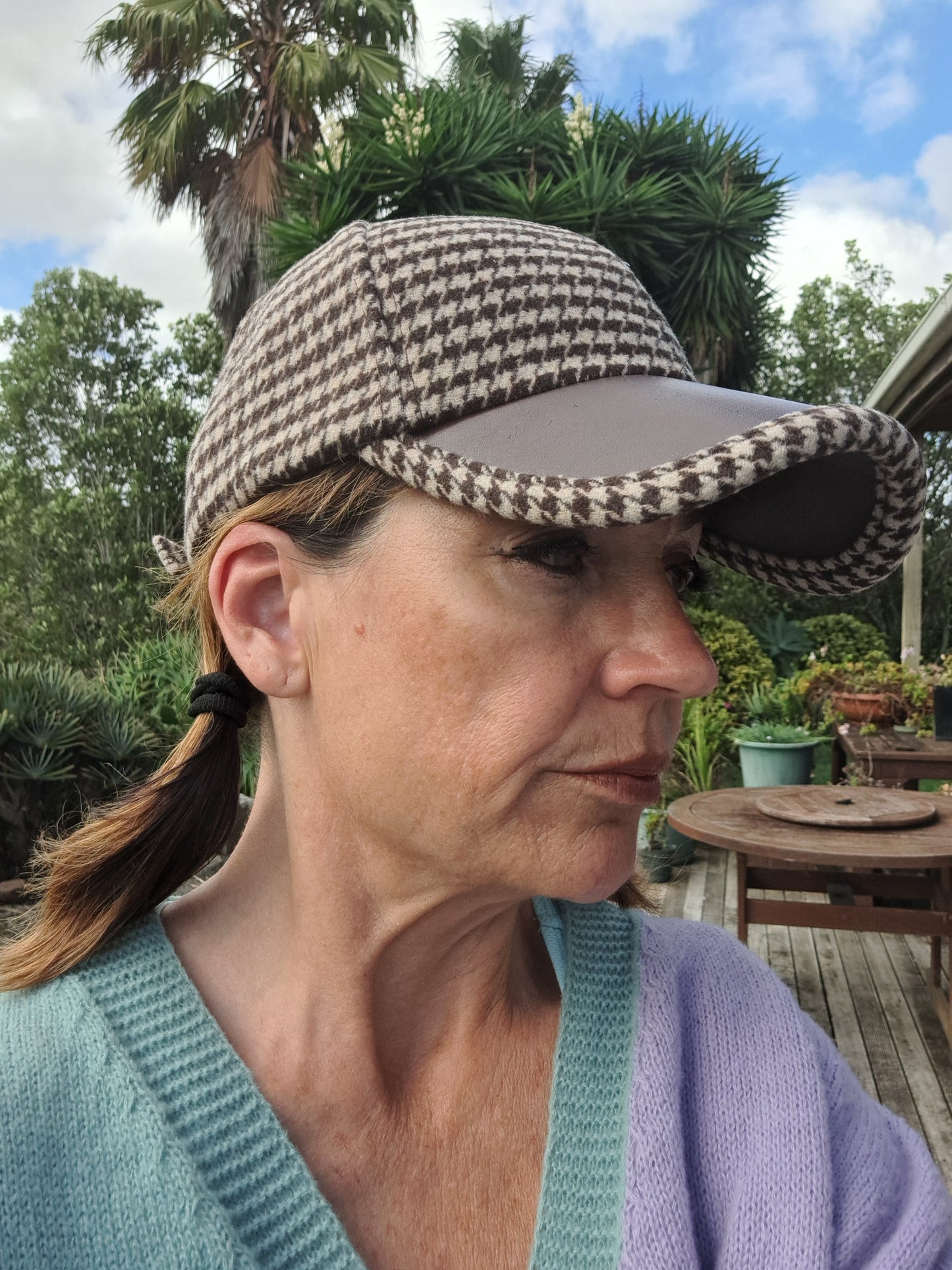Autumn Brown Houndstooth Cap