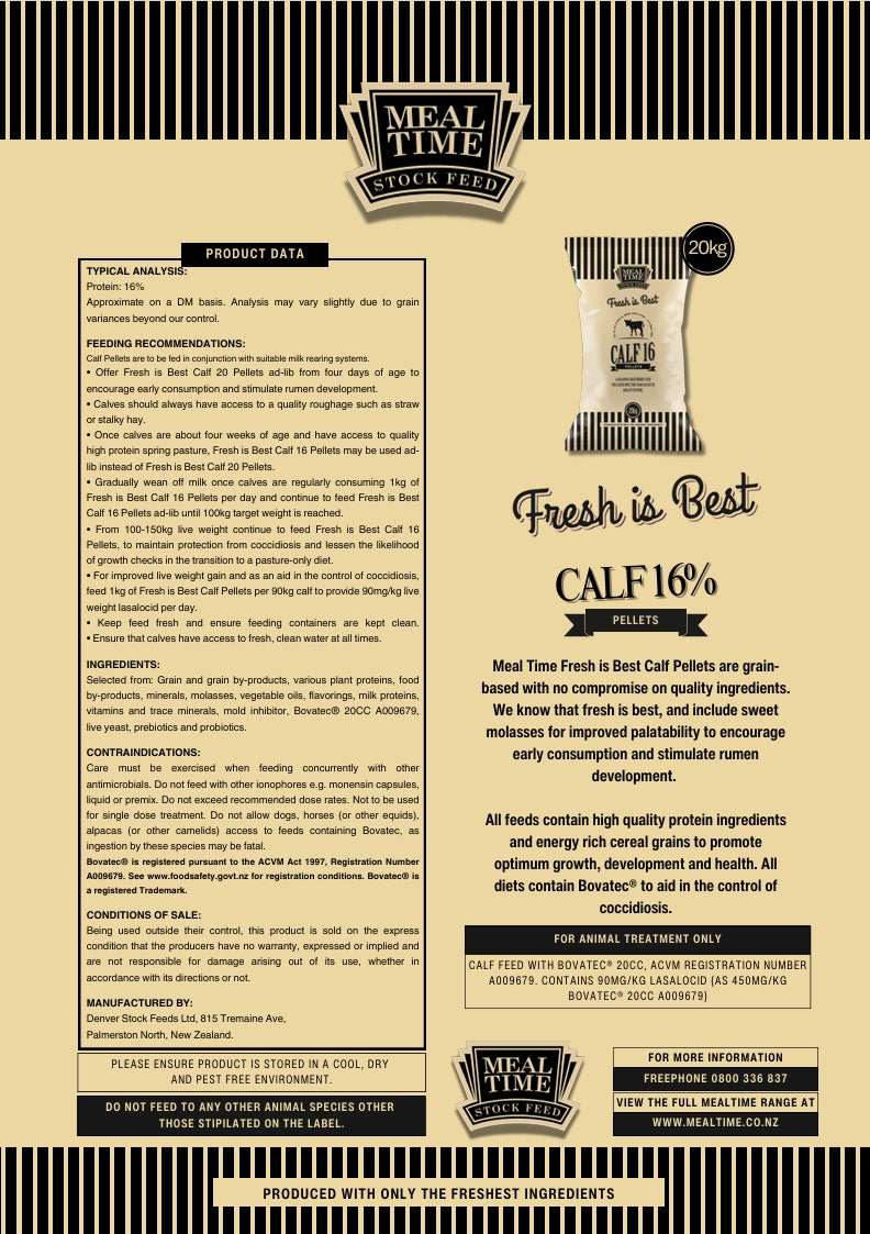 Fresh Is Best - Calf 16% Pellets 20KG