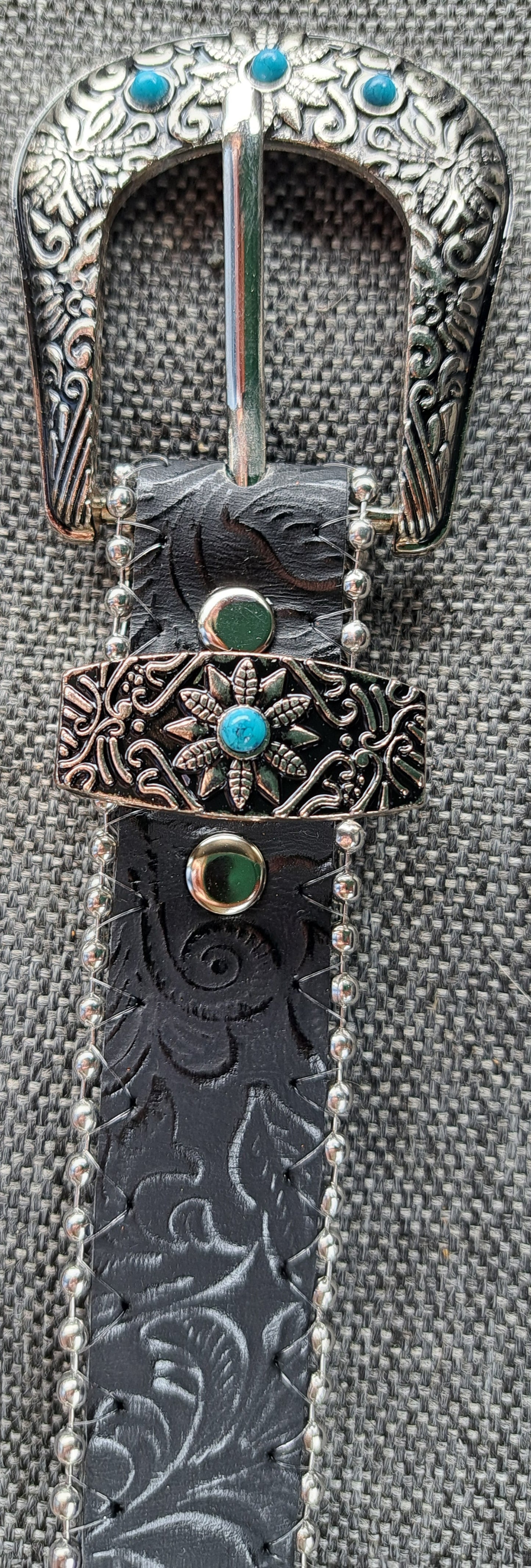 Turquoise Floral Embossed