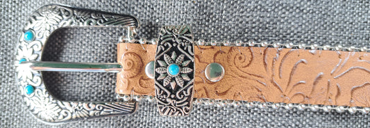 Turquoise Floral Embossed