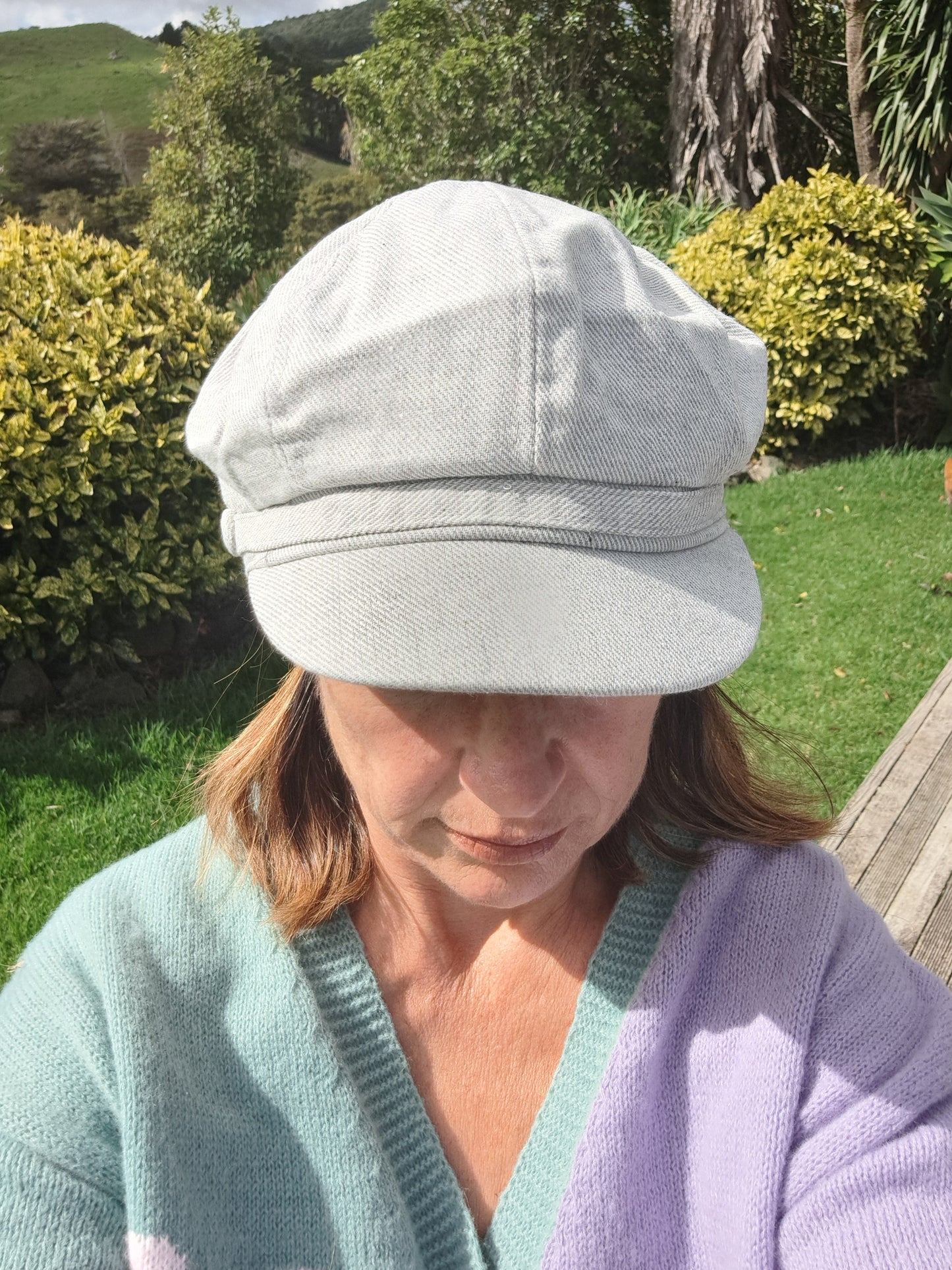 Light Grey Houndstooth Baker Boy Cap