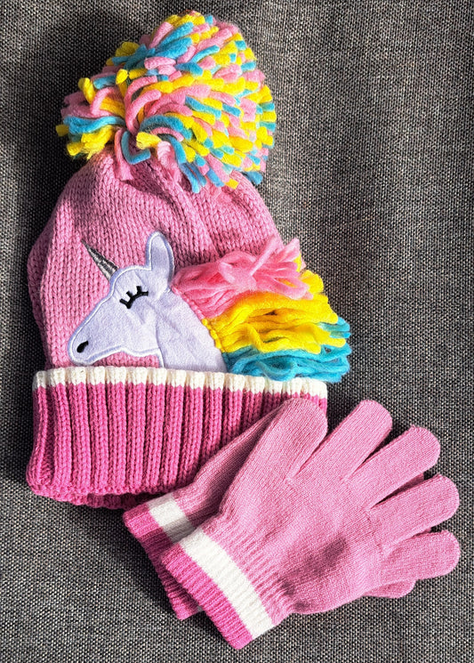 Unicorn Beanie & Glove Set